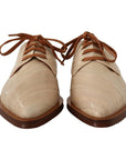Dolce & Gabbana Elegant Beige Eel Leather Formal Flats