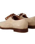 Dolce & Gabbana Elegant Beige Eel Leather Formal Flats