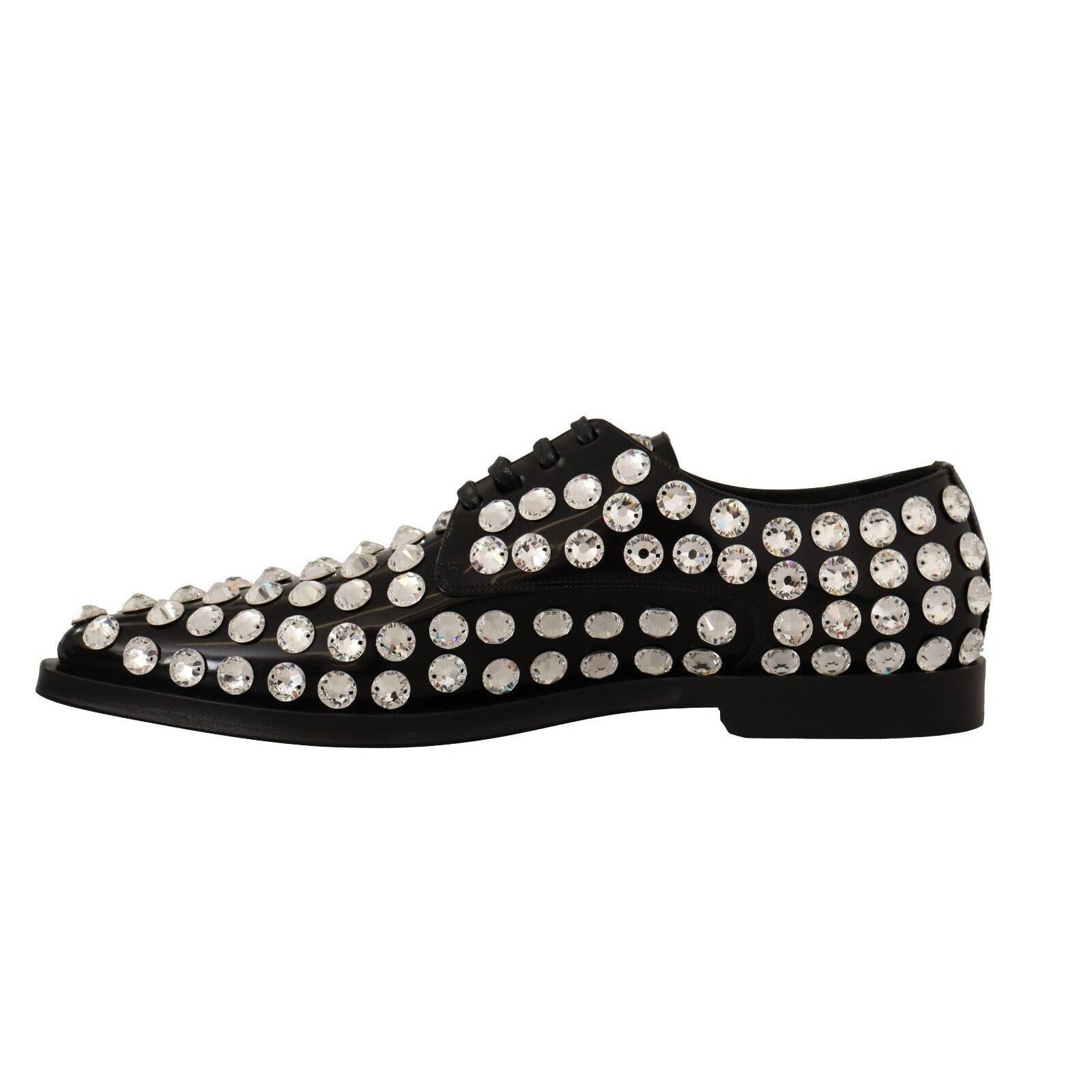 Dolce & Gabbana Crystal-Embellished Leather Formal Flats