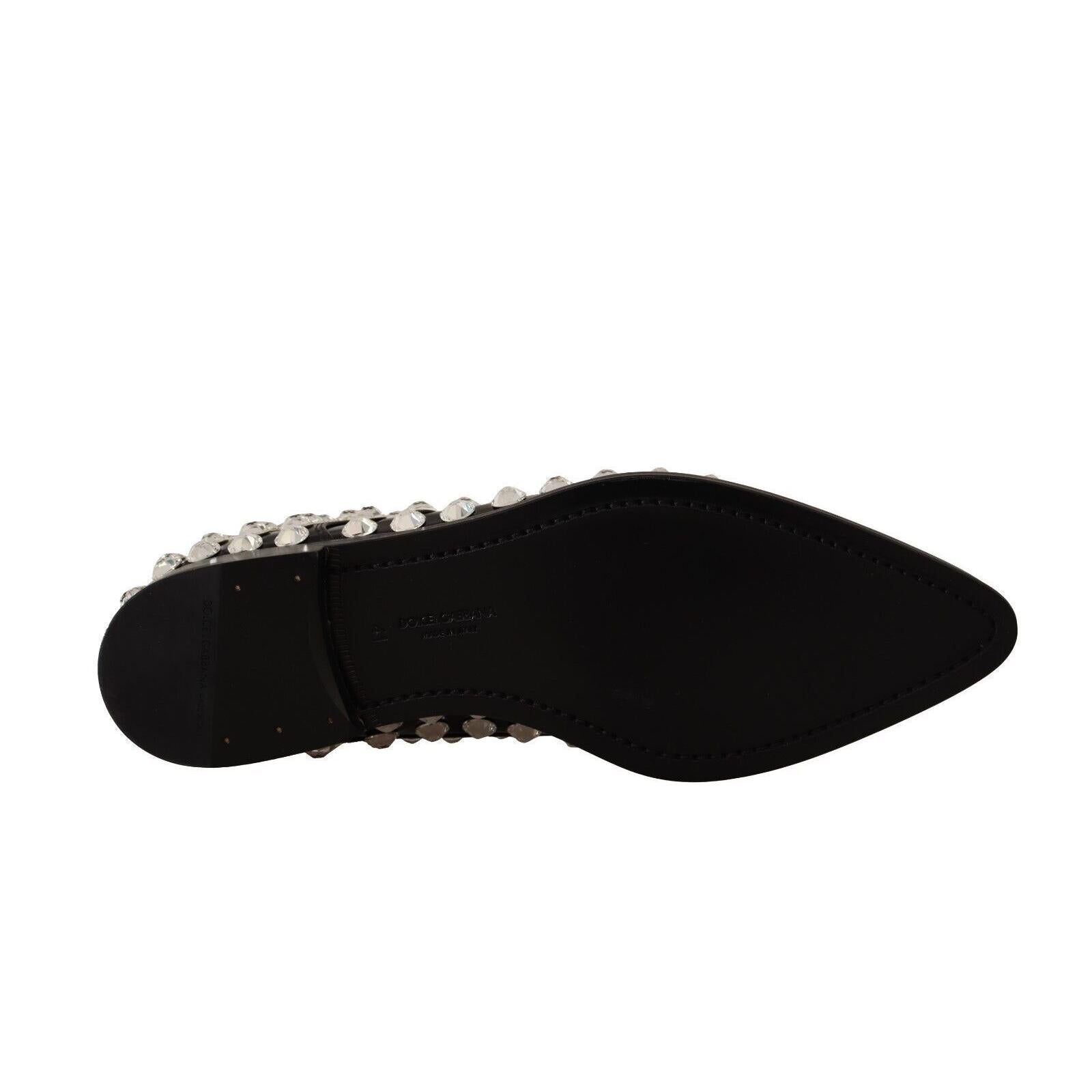 Dolce & Gabbana Crystal-Embellished Leather Formal Flats