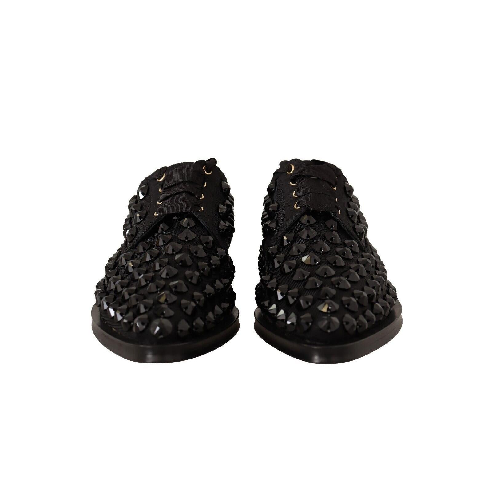 Dolce & Gabbana Elegant Gros Grain Lace-Up Jeweled Flats
