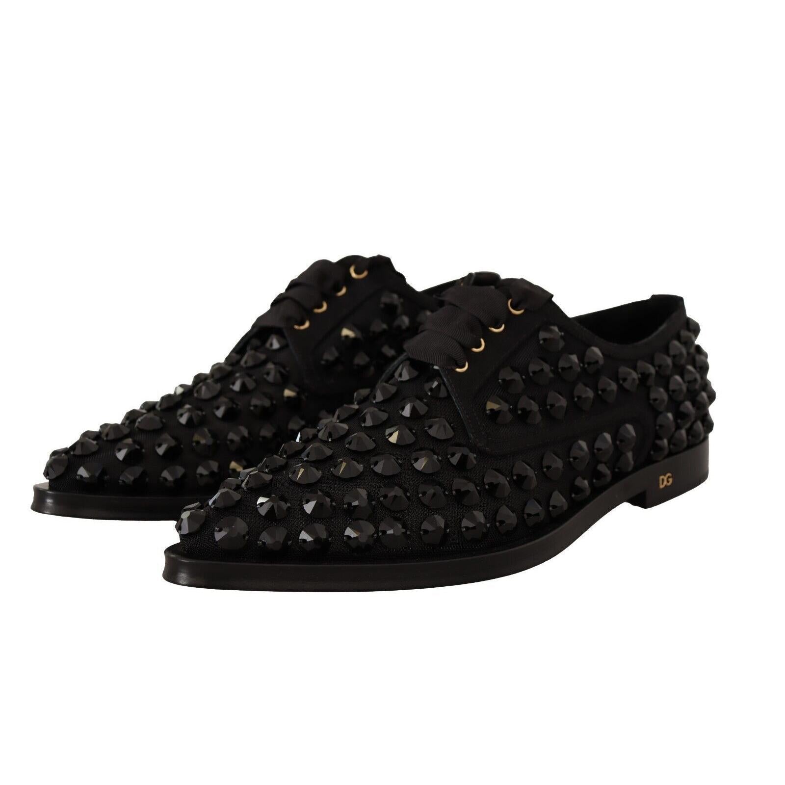 Dolce & Gabbana Elegant Gros Grain Lace-Up Jeweled Flats