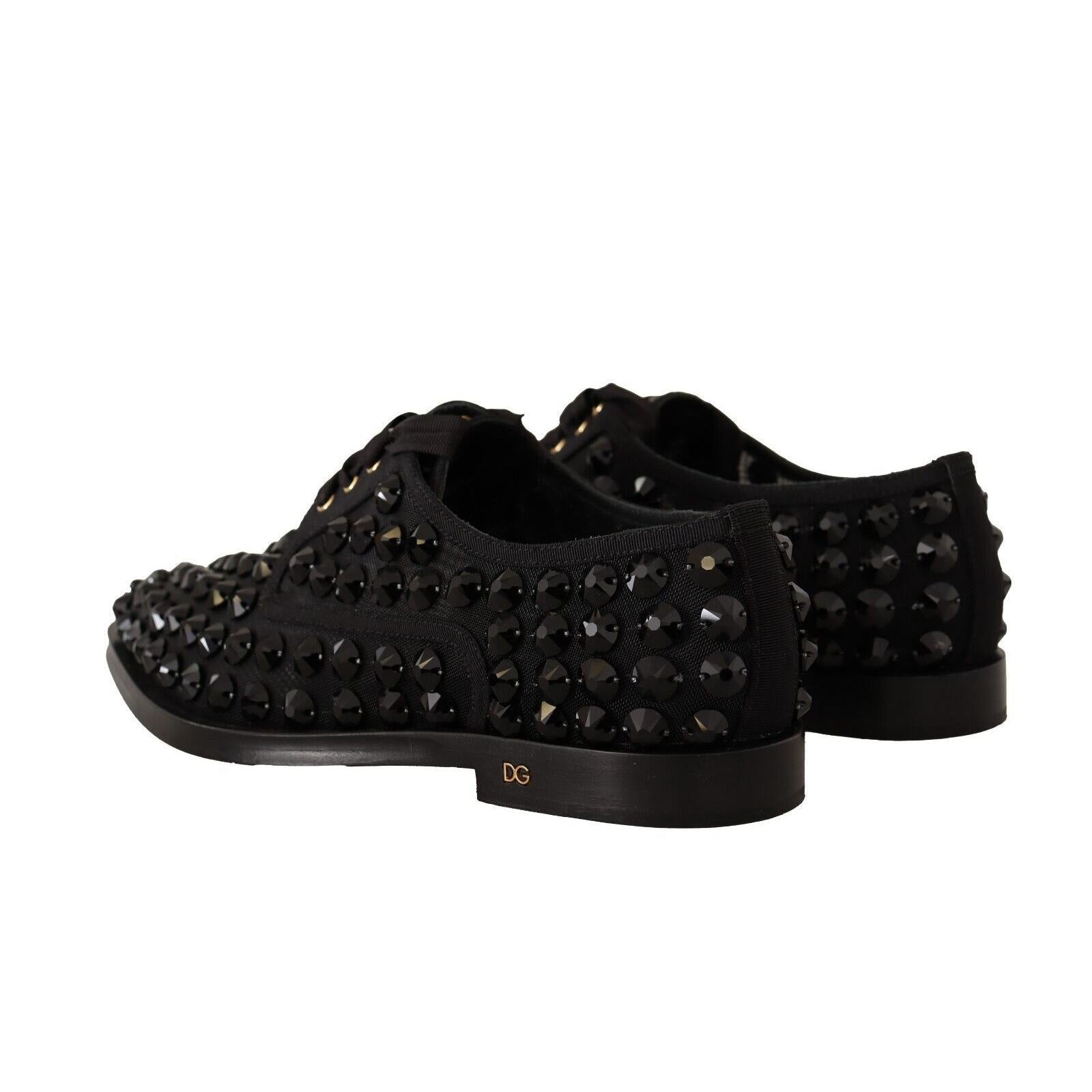 Dolce & Gabbana Elegant Gros Grain Lace-Up Jeweled Flats