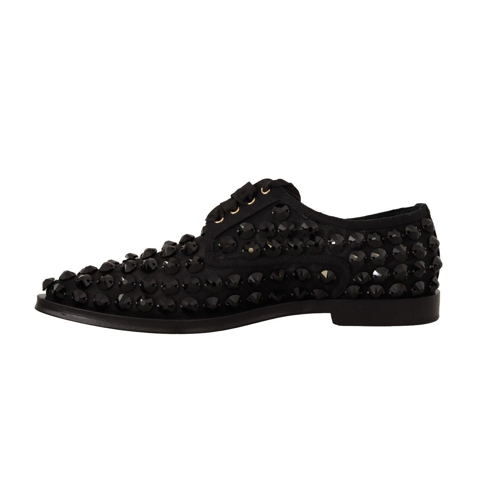 Dolce & Gabbana Elegant Gros Grain Lace-Up Jeweled Flats