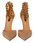 Dolce & Gabbana Elegant Beige Silk Ankle Strap Pumps