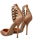 Dolce & Gabbana Elegant Beige Silk Ankle Strap Pumps