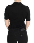 Dolce & Gabbana Elegant Black Silk Floral Polo Top