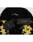 Dolce & Gabbana Elegant Black Silk Floral Polo Top