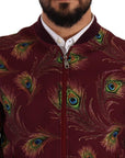 Dolce & Gabbana Radiant Red Peacock Print Bomber Jacket