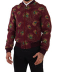 Dolce & Gabbana Radiant Red Peacock Print Bomber Jacket