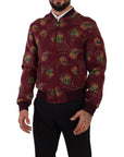 Dolce & Gabbana Radiant Red Peacock Print Bomber Jacket