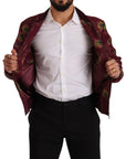 Dolce & Gabbana Radiant Red Peacock Print Bomber Jacket