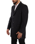 Dolce & Gabbana Elegant Dark Grey Woolen Overcoat