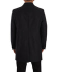Dolce & Gabbana Elegant Dark Grey Woolen Overcoat