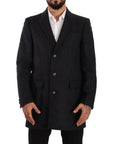 Dolce & Gabbana Elegant Dark Grey Woolen Overcoat