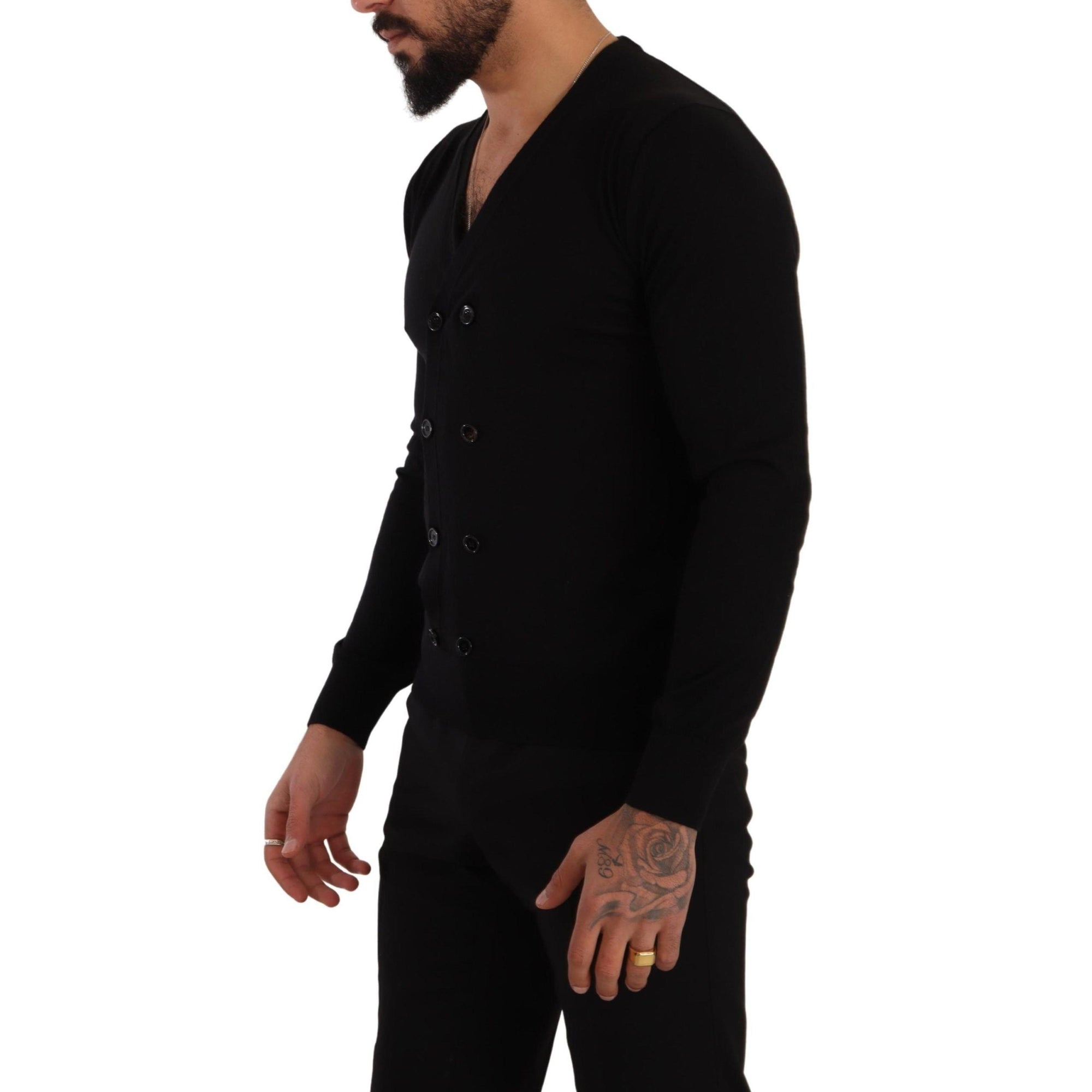 Dolce & Gabbana Elegant V-Neck Black Cashmere Cardigan