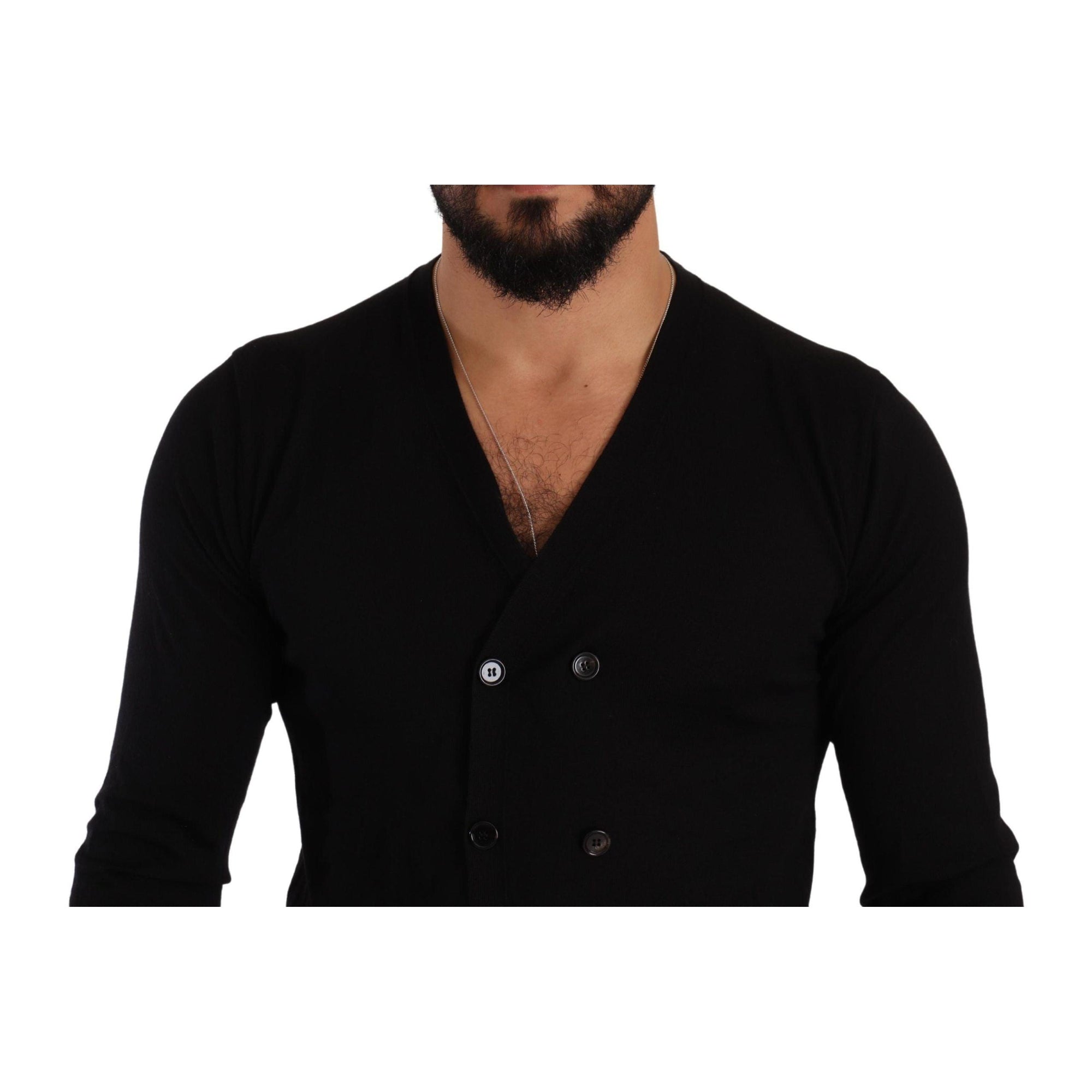 Dolce & Gabbana Elegant V-Neck Black Cashmere Cardigan