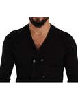 Dolce & Gabbana Elegant V-Neck Black Cashmere Cardigan