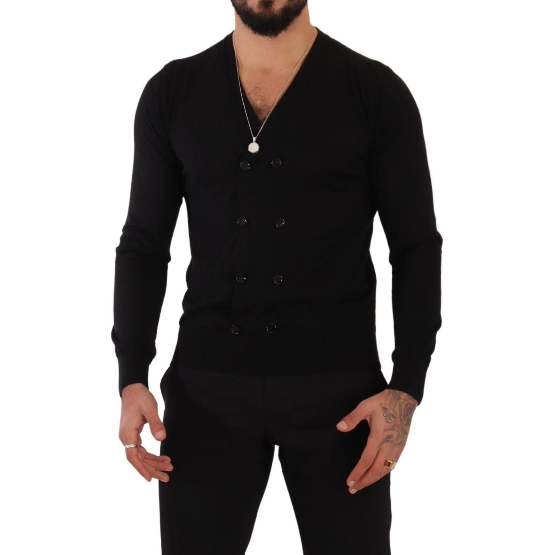 Dolce & Gabbana Elegant V-Neck Black Cashmere Cardigan