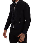 Dolce & Gabbana Elegant Blue Suede Short Jacket