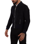 Dolce & Gabbana Elegant Blue Suede Short Jacket