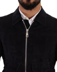 Dolce & Gabbana Elegant Blue Suede Short Jacket
