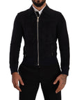 Dolce & Gabbana Elegant Blue Suede Short Jacket