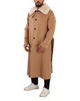 Dolce & Gabbana Opulent Beige Shearling-Collar Overcoat