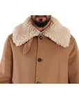 Dolce & Gabbana Opulent Beige Shearling-Collar Overcoat
