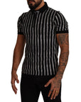 Dolce & Gabbana Elegant Striped Polo T-Shirt in Black