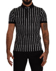 Dolce & Gabbana Elegant Striped Polo T-Shirt in Black