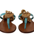 Dolce & Gabbana Chic Gladiator Flats with Heart Devotion Detail