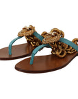 Dolce & Gabbana Chic Gladiator Flats with Heart Devotion Detail