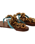 Dolce & Gabbana Chic Gladiator Flats with Heart Devotion Detail