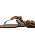 Dolce & Gabbana Chic Gladiator Flats with Heart Devotion Detail