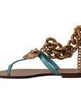 Dolce & Gabbana Chic Gladiator Flats with Heart Devotion Detail