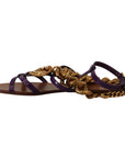Dolce & Gabbana Purple Heart Chain Gladiator Flats