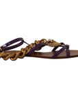Dolce & Gabbana Purple Heart Chain Gladiator Flats