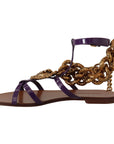 Dolce & Gabbana Purple Heart Chain Gladiator Flats