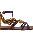 Dolce & Gabbana Purple Heart Chain Gladiator Flats