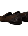 Dolce & Gabbana Elegant Brown Caiman Leather Loafers