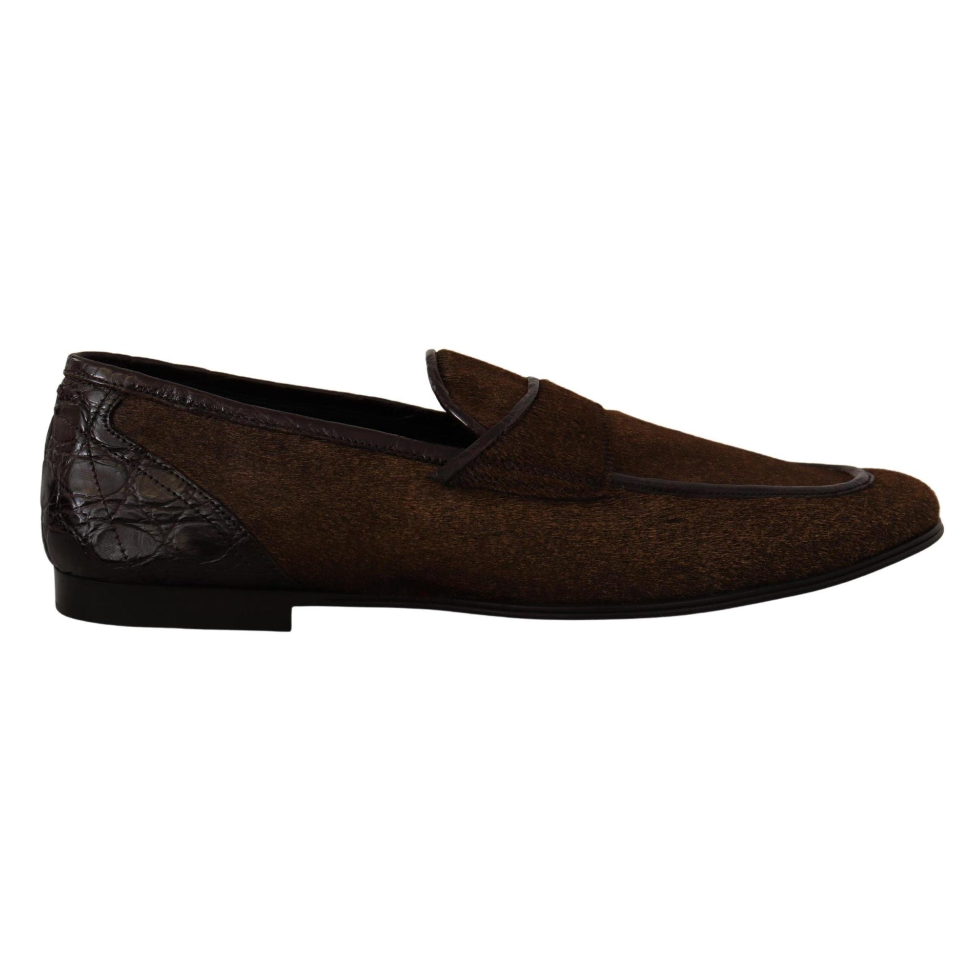 Dolce & Gabbana Elegant Brown Caiman Leather Loafers