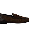 Dolce & Gabbana Elegant Brown Caiman Leather Loafers