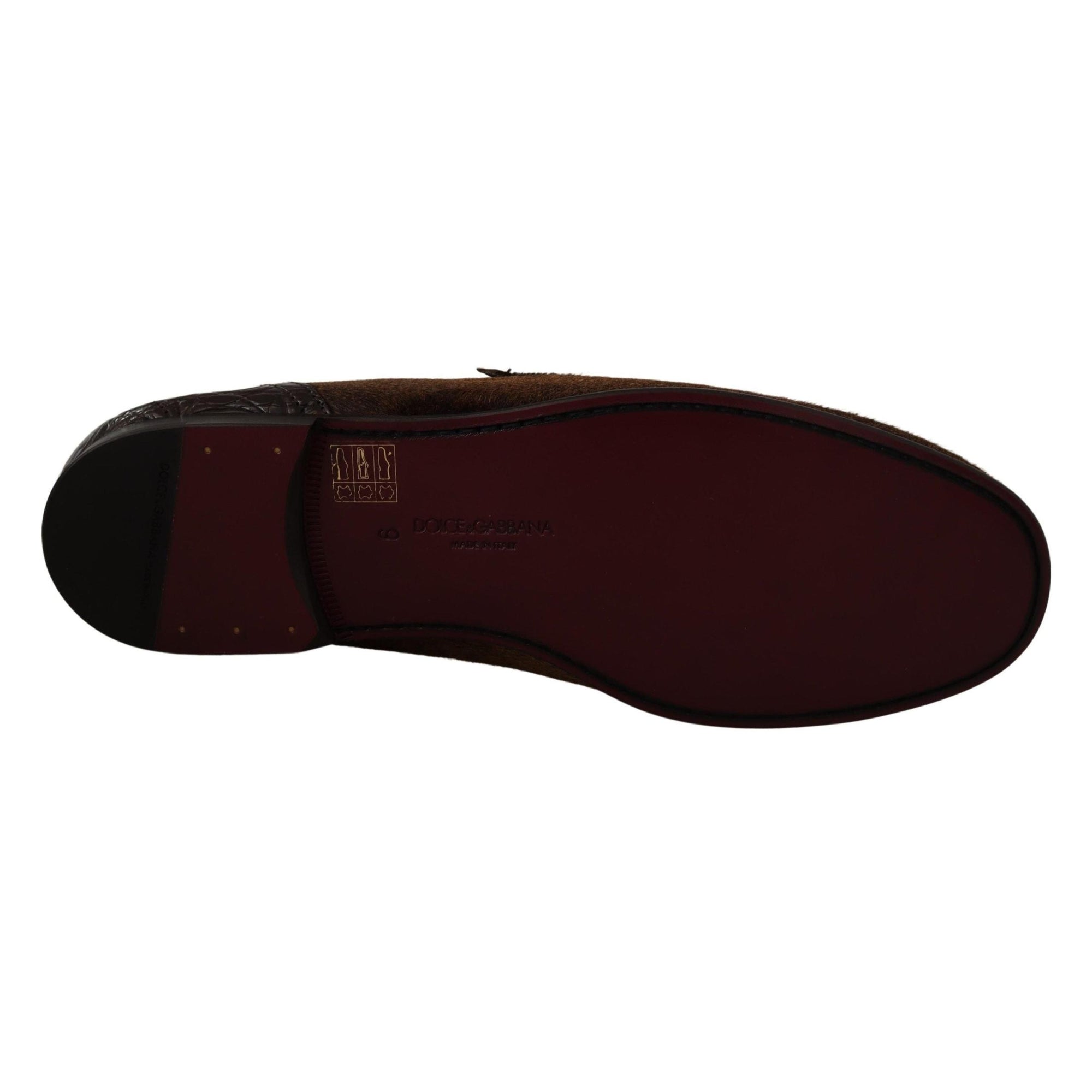 Dolce & Gabbana Elegant Brown Caiman Leather Loafers