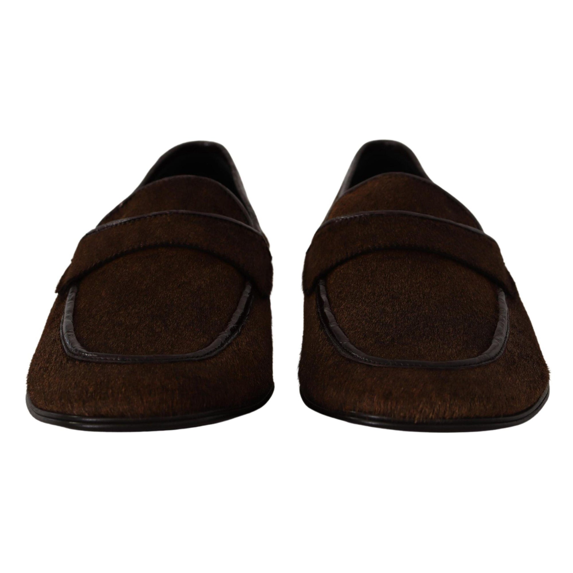 Dolce & Gabbana Elegant Brown Caiman Leather Loafers