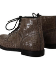 Dolce & Gabbana Elegant Crocodile Derby Brogue Boots