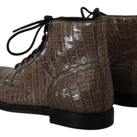 Dolce & Gabbana Elegant Crocodile Derby Brogue Boots