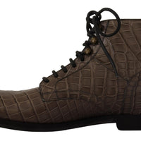 Dolce & Gabbana Elegant Crocodile Derby Brogue Boots