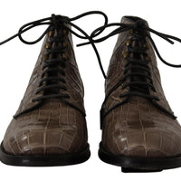 Dolce & Gabbana Elegant Crocodile Derby Brogue Boots