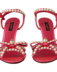 Dolce & Gabbana Elegant Pink Pearl Embellished Heels Sandals